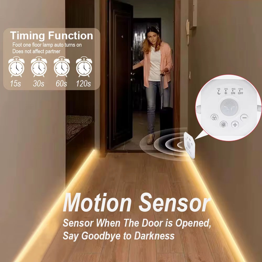 Motion Sensor LED Strip Light Sensor Flowing Light Strip 120° Motion Sensor Light and Timer under Bed Lights under Cabinet Strip