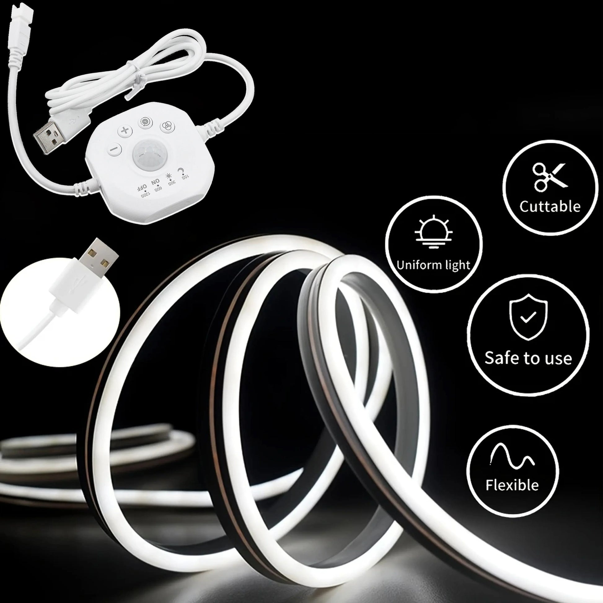 Motion Sensor LED Strip Light Sensor Flowing Light Strip 120° Motion Sensor Light and Timer under Bed Lights under Cabinet Strip