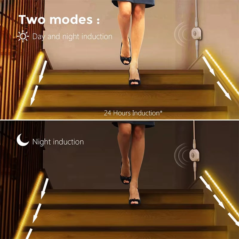 Motion Sensor LED Strip Light Sensor Flowing Light Strip 120° Motion Sensor Light and Timer under Bed Lights under Cabinet Strip