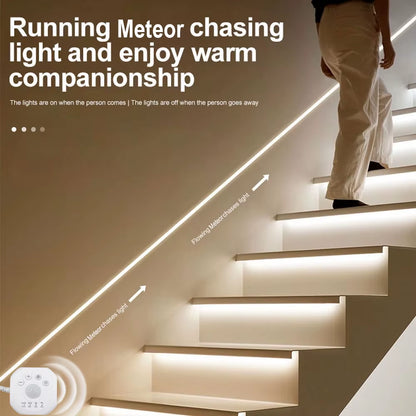 Motion Sensor LED Strip Light Sensor Flowing Light Strip 120° Motion Sensor Light and Timer under Bed Lights under Cabinet Strip